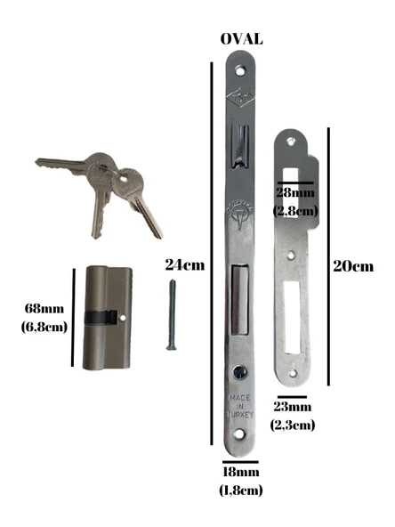 Silindirli Oval 45MM Gömme Giriş Kapısı Kilidi Çelik Kapı Kilidi(SİLİNDİRLİ)(18mmx45mm) GİRİŞ Kilidi(18mmx45mm) - 5