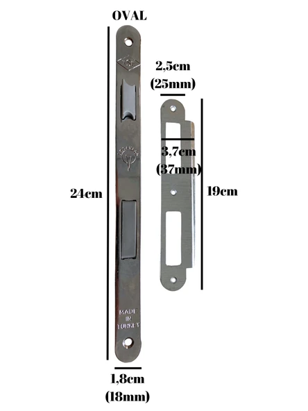 Oval 45MM Gömme Sessiz Iç Kapı Oda Kilidi (ODA)(18MMX45MM) ODA Kilidi(18mmx45mm) - 4