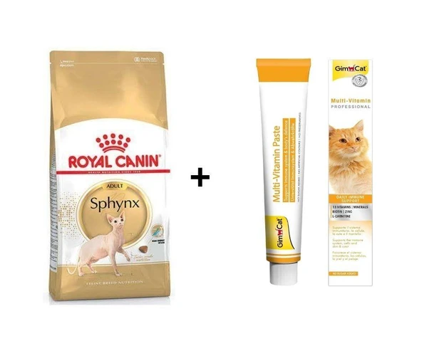 Royal Canin Sphynx Yetişkin Kedi Maması 2 kg + Gimcat Multivitamin 100 Gr