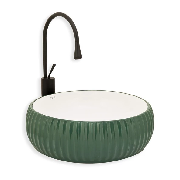 LENA TEZGAH ÜSTÜ ÇANAK LAVABO E-4161Y YEŞİL-BEYAZ