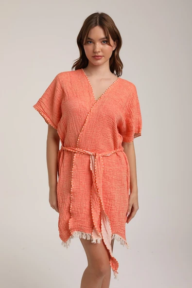 Life For Moda Kadın Kuşaklı Müslin Pareo Kimono P 80