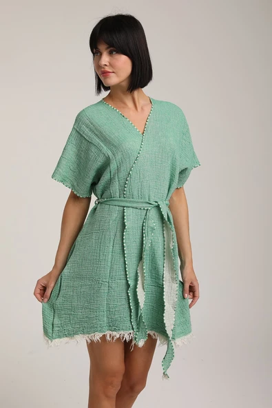 Life For Moda Kadın Kuşaklı Müslin Pareo Kimono P 80 - 8