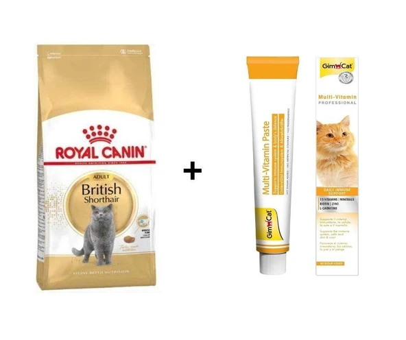 Royal Canin British Shorthair Yetişkin Kedi Maması 4 kg + Gimcat Multivitamin 100 Gr