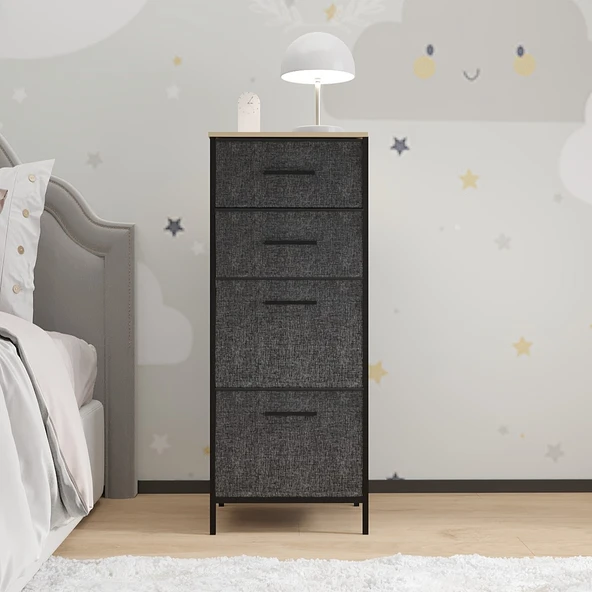 Çocuk 4 Çekmeceli Komodin Sehpa Füme 1614 - 2