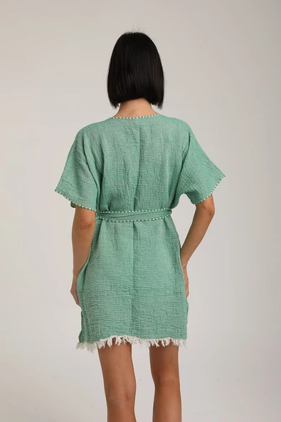 Life For Moda Kadın Kuşaklı Müslin Pareo Kimono P 80 - 9