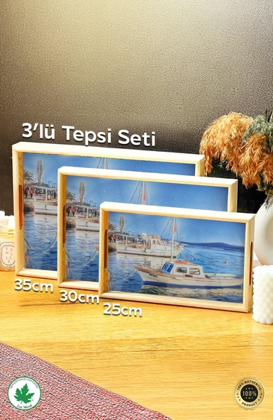 Tahta tepsiler 3'lü Set
