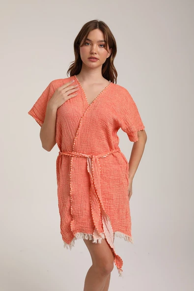 Life For Moda Kadın Kuşaklı Müslin Pareo Kimono P 80 - 2