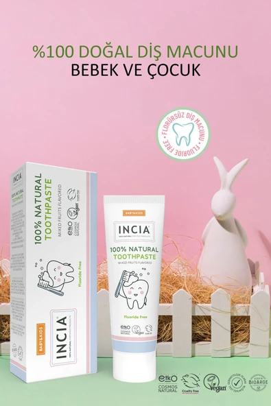 Incia %100 Doğal Diş Macunu Bebek ve Çocuk Karışık Meyve Aromalı Florürsüz 50 ml - 2