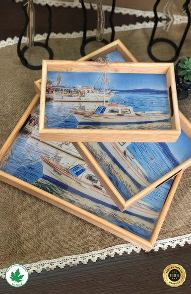 Tahta tepsiler 3'lü Set - 4