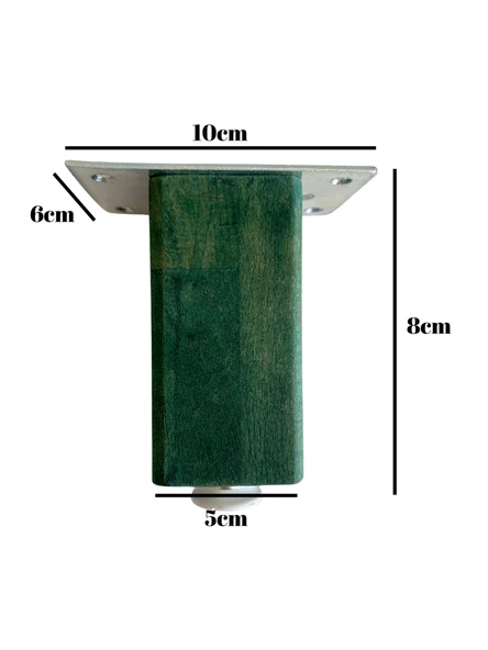 Kale Ayarlı Ahşap Ayak Mobilya Masa ve Dolap Ayağı(YEŞİL)(KAYIN/GÜRGEN AĞACI) Yeşil 8cm 8cm - 2 ADET - Resim 4