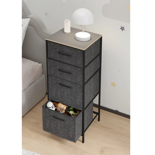 Çocuk 4 Çekmeceli Komodin Sehpa Füme 1614 - 3