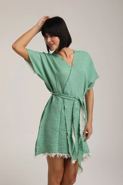 Life For Moda Kadın Kuşaklı Müslin Pareo Kimono P 80 - 7