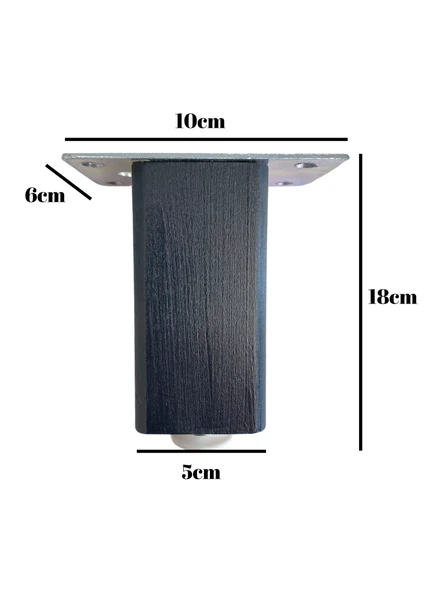 Kale Ayarlı Ahşap Ayak Mobilya Masa ve Dolap Ayağı(ANTRASİT)(KAYIN/GÜRGEN AĞACI) Antrasit 18cm 18cm - 2 ADET - 4