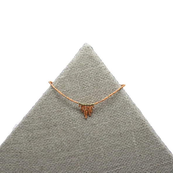 Düşen Damlalar Turuncu Kadın Boncuk Kolye - Resim 6