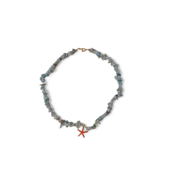 Renkli Esinti Açık Mavi Doğal Taşlı Kolye ürün görseli