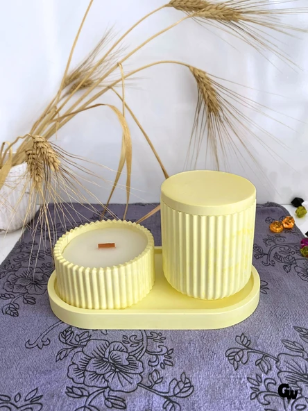 Desenli Desing 3'lü Set Kokulu Mumluk Dekoratif Mum Seti(AÇIK SARI)(KOKULU)(4 PARÇA) Sarı OKYANUS - 2