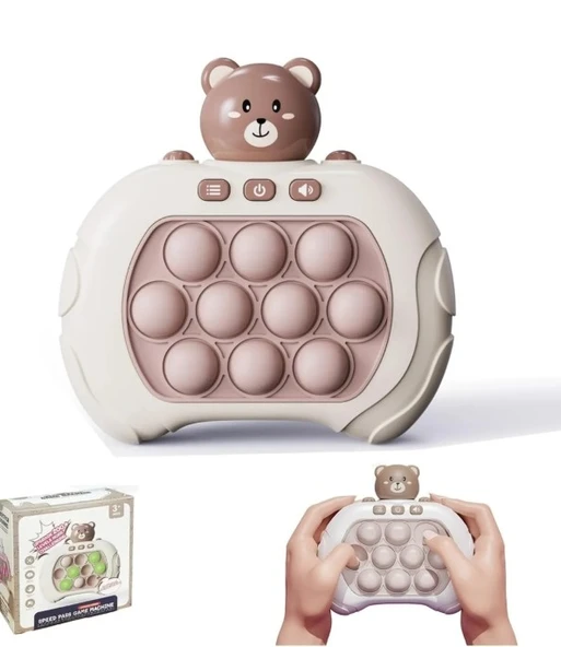 Popit Makinesi Işıklı Oyun Stres Giderici Pilli Fidget Kabarcık -Ayıcık