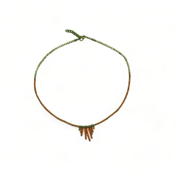 Düşen Damlalar Turuncu Kadın Boncuk Kolye - Resim 4