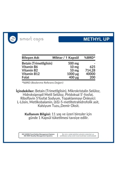 Smartcaps Methylup Active B Comlex+tmg 60 Kapsül - Resim 2