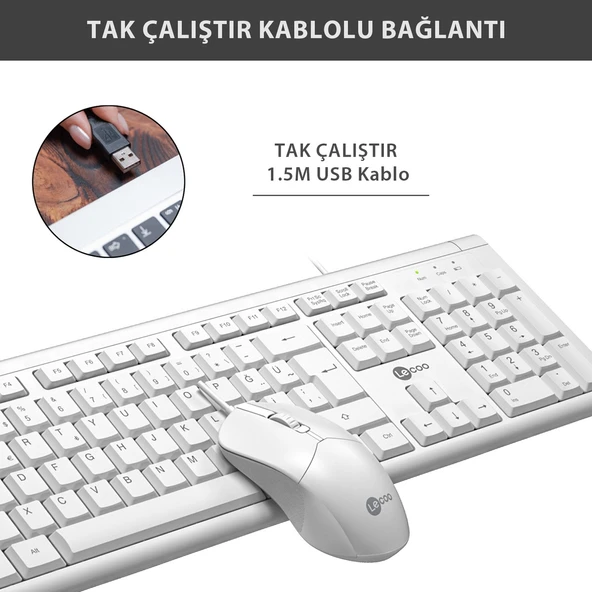 Lecoo Cm101 Beyaz Kablolu Klavye & Mouse Set - 5