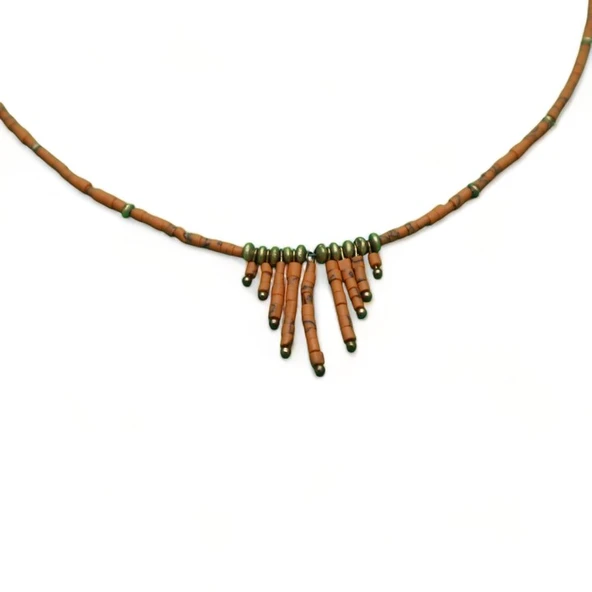 Düşen Damlalar Turuncu Kadın Boncuk Kolye - Resim 2