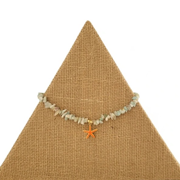 Renkli Esinti Açık Mavi Doğal Taşlı Kolye - Resim 2