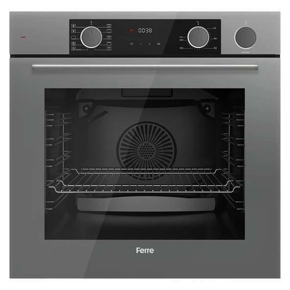 Ferre Fryart & SteamArt Gri Cam Ankastre Set D088 - LN388 Döküm ızgaralı Önden Düğmeli Ocak - XE64CPR Buharli fırın - Resim 4