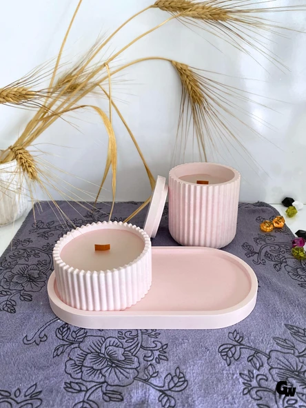 Desenli Desing 3'lü Set Kokulu Mumluk Dekoratif Mum Seti(AÇIK PEMBE)(KOKULU)(4 PARÇA) Pembe SANDAL - 4