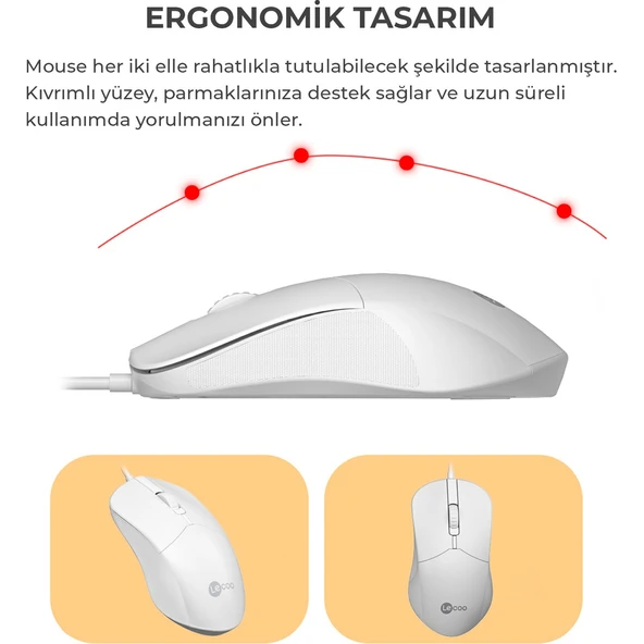 Lecoo Cm101 Beyaz Kablolu Klavye & Mouse Set - 3