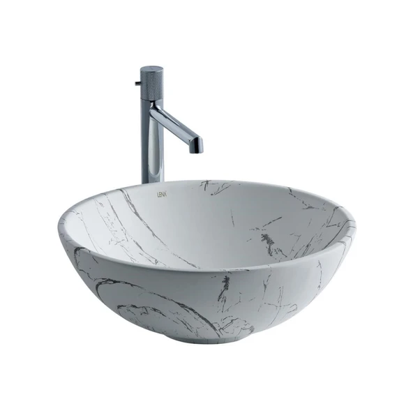 LENA TEZGAH ÜSTÜ ÇANAK LAVABO EH-2020M3 MAT BEYAZ ürün görseli 1