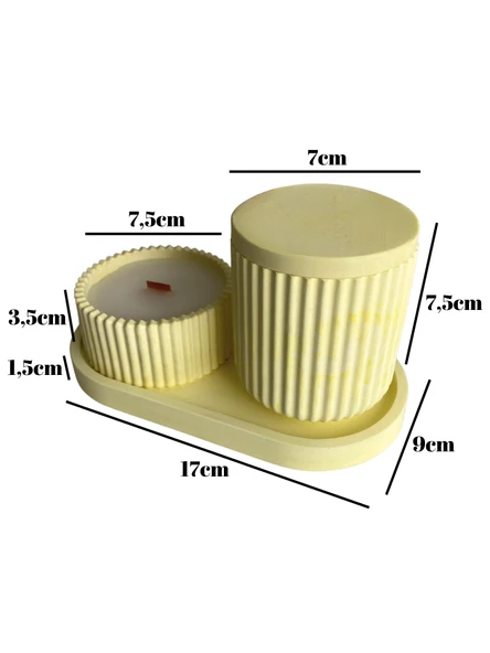 Desenli Desing 3'lü Set Kokulu Mumluk Dekoratif Mum Seti(AÇIK SARI)(KOKULU)(4 PARÇA) Sarı ÇİKOLATA - 5