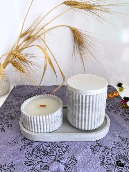 Desenli Desing 3'lü Set Kokulu Mumluk Dekoratif Mum Seti(AÇIK GRİ)(KOKULU)(4 PARÇA) Gri VANİLYA - 2
