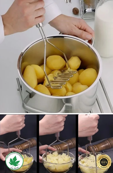 Pratik 24 cm Lüks Paslanmaz Metal Patates Ezici | Patates Ezici Püre Yapıcı - Resim 4