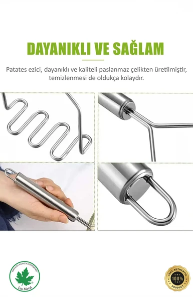 Pratik 24 cm Lüks Paslanmaz Metal Patates Ezici | Patates Ezici Püre Yapıcı - Resim 5