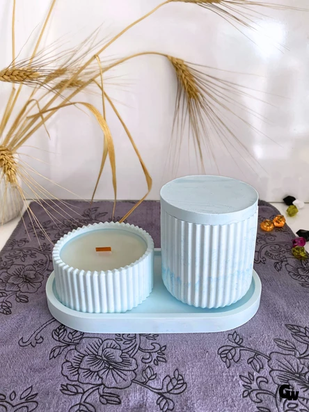 Desenli Desing 3'lü Set Kokulu Mumluk Dekoratif Mum Seti(AÇIK MAVİ)(KOKULU)(4 PARÇA) Mavi SANDAL - 2