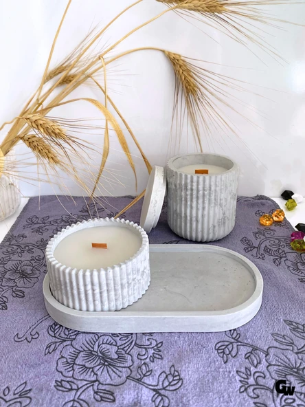 Desenli Desing 3'lü Set Kokulu Mumluk Dekoratif Mum Seti(AÇIK GRİ)(KOKULU)(4 PARÇA) Gri LAVANTA - 4