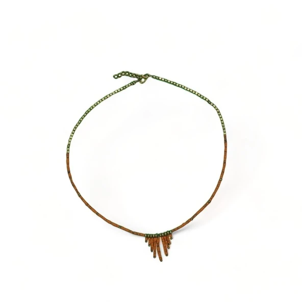 Düşen Damlalar Turuncu Kadın Boncuk Kolye - Resim 3