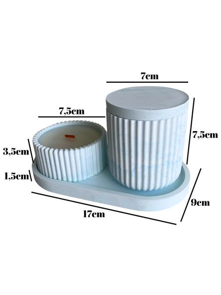 Desenli Desing 3'lü Set Kokulu Mumluk Dekoratif Mum Seti(AÇIK MAVİ)(KOKULU)(4 PARÇA) Mavi ÇİKOLATA - 5