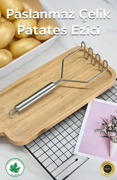 Pratik 24 cm Lüks Paslanmaz Metal Patates Ezici | Patates Ezici Püre Yapıcı
