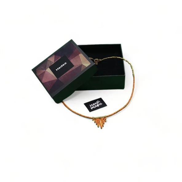 Düşen Damlalar Turuncu Kadın Boncuk Kolye - Resim 5