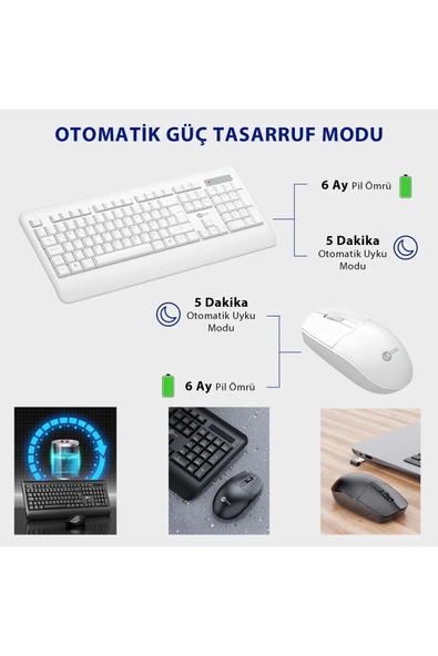 Lecoo Kw202 Kablosuz Klavye & Mouse Set Beyaz - 3