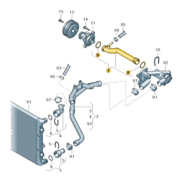 VW Polo 2005-2009 1.2 BME Motor Devirdaim Su Borusu 03E121065A - 3