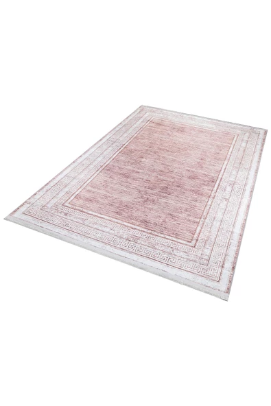 Çerçeve Desenli Pamuk Taban Dijital Baskılı Halı  VİZON 100X300 - 4