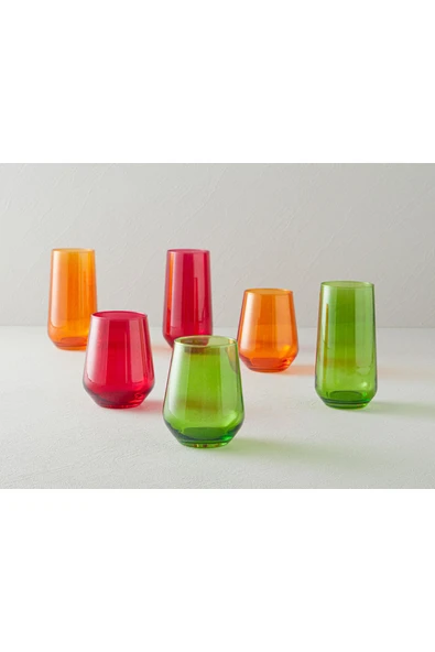 Lacy Cam 3'lü Meşrubat Bardağı Kırmızı - Resim 4