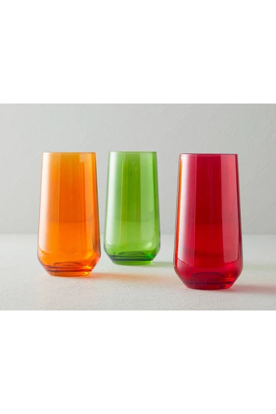 Lacy Cam 3'lü Meşrubat Bardağı Kırmızı ürün görseli 1