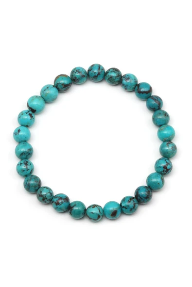 Orijinal Turkuaz Doğal Taş Bileklik 8 mm Küre Kesim - Resim 2