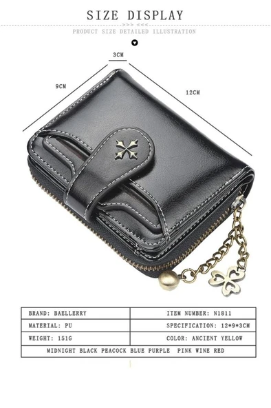 Baellerry Kadın Italyan Rivalli Kartlık Kısa Cüzdan Metal Aksesuar - 5