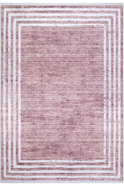 Çerçeve Desenli Dijital Baskılı Pamuk Taban Halı  VİZON 180X280