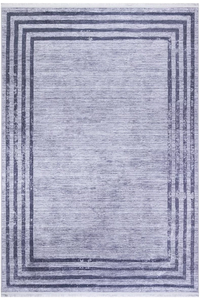 Çerçeve Desenli Dijital Baskılı Pamuk Taban Halı  ANTRASİT 180X280