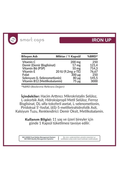 Smart caps Ironup 60 Kapsül - Resim 2